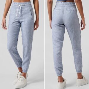 Athleta Women's Size 10 Cabo Linen Jogger Pants Chambray Blue